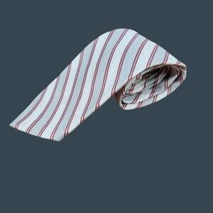 Men's Cappuccino Striped Necktie In Light Gray With Red & White Accents